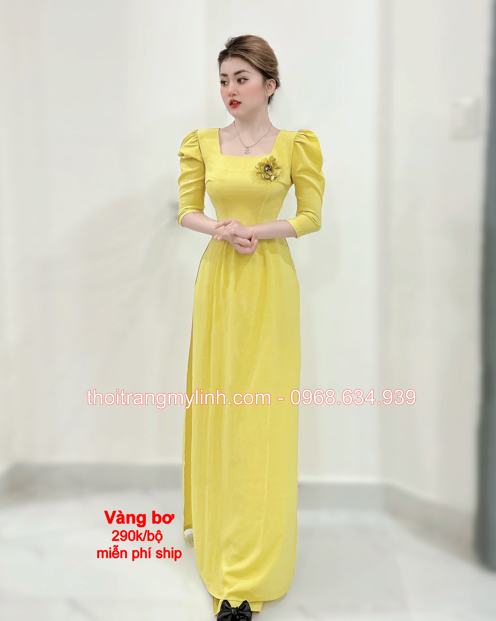 ÁO CỔ VUÔNG TAY LỠ, PHỒNG MÀU VÀNG BƠ