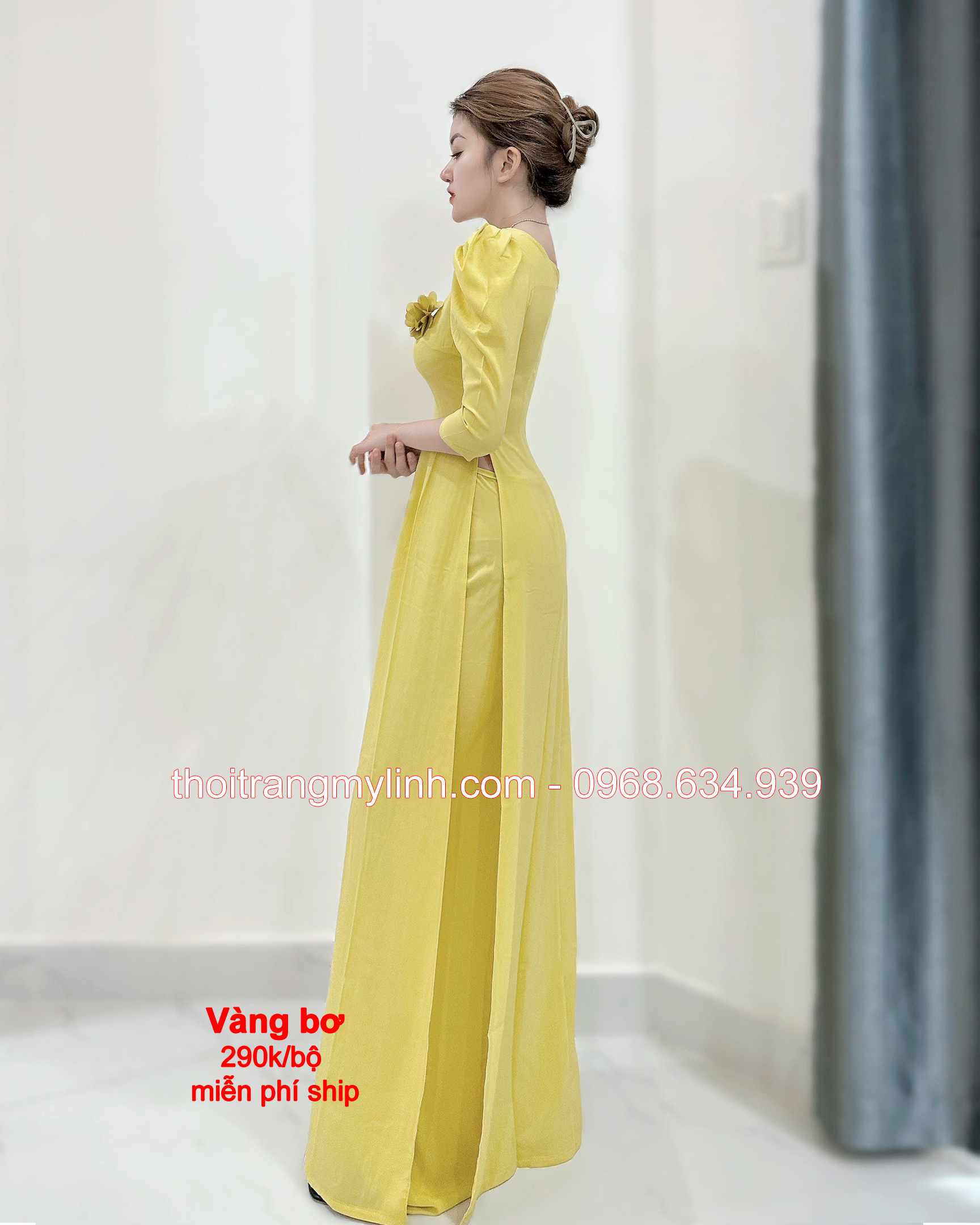 ÁO CỔ VUÔNG TAY LỠ, PHỒNG MÀU VÀNG BƠ