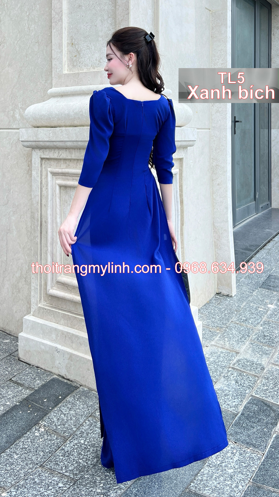 ÁO CỔ VUÔNG TAY LỠ, PHỒNG MÀU XANH BÍCH	